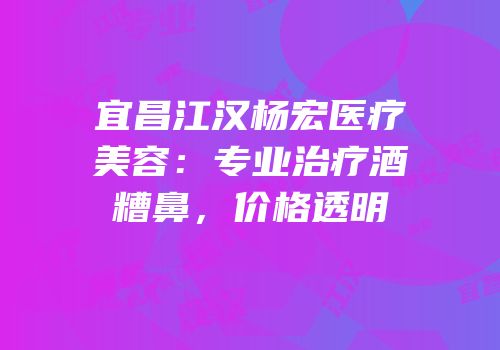 宜昌江汉杨宏医疗美容：专业治疗酒糟鼻，价格透明
