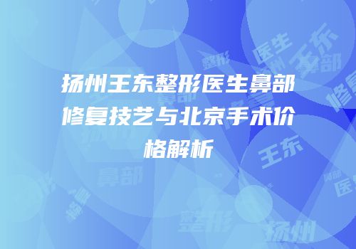 扬州王东整形医生鼻部修复技艺与北京手术价格解析