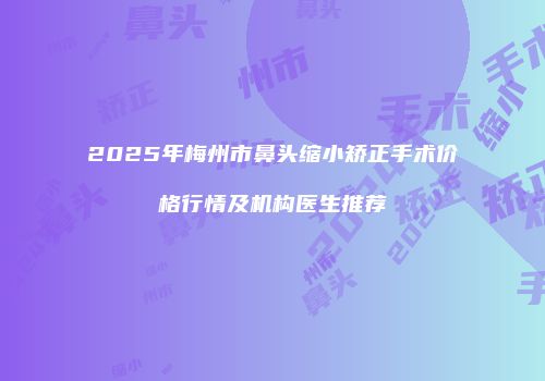 2025年梅州市鼻头缩小矫正手术价格行情及机构医生推荐