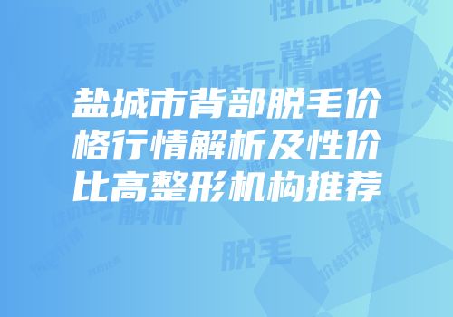 盐城市背部脱毛价格行情解析及性价比高整形机构推荐