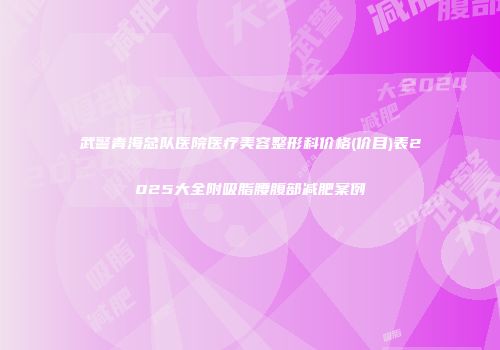 武警青海总队医院医疗美容整形科价格(价目)表2025大全附吸脂腰腹部减肥案例
