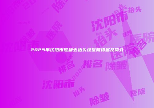 2025年沈阳市除皱去抬头纹医院排名及简介