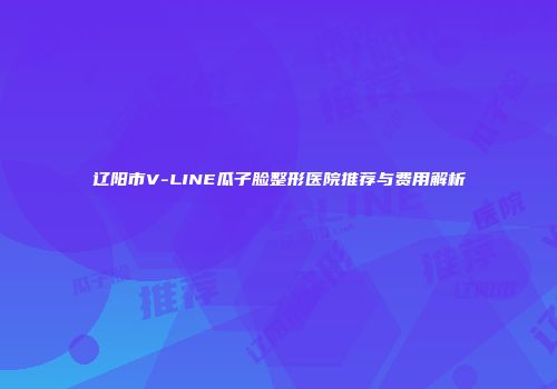 辽阳市V-LINE瓜子脸整形医院推荐与费用解析
