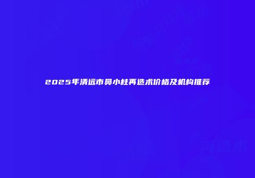 2025年清远市鼻小柱再造术价格及机构推荐