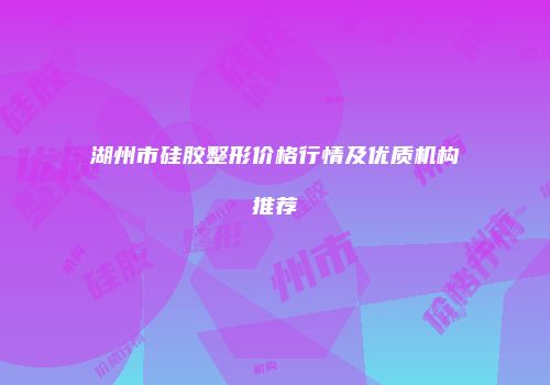 湖州市硅胶整形价格行情及优质机构推荐