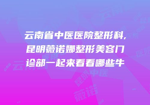 云南省中医医院整形科,昆明薇诺娜整形美容门诊部一起来看看哪些牛