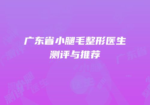 广东省小腿毛整形医生测评与推荐