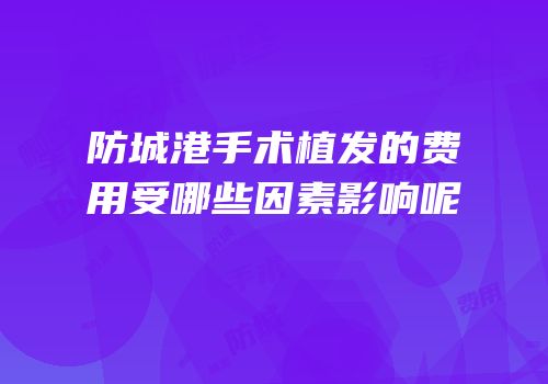 防城港手术植发的费用受哪些因素影响呢