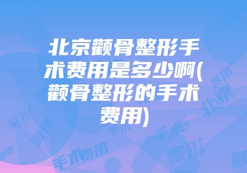 北京颧骨整形手术费用是多少啊(颧骨整形的手术费用)