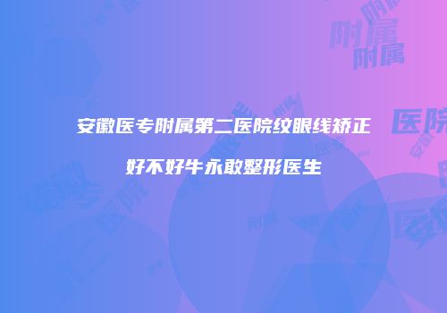 安徽医专附属第二医院纹眼线矫正好不好牛永敢整形医生
