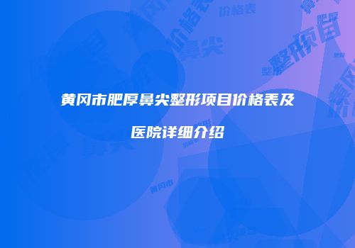 黄冈市肥厚鼻尖整形项目价格表及医院详细介绍