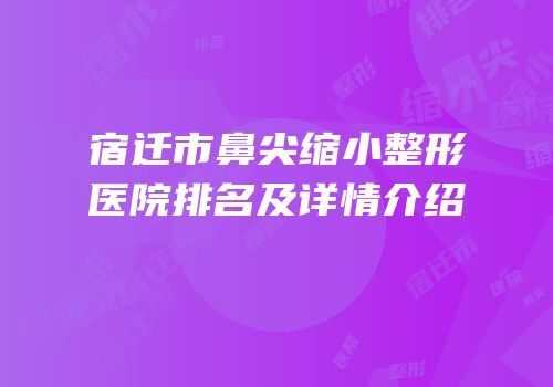 宿迁市鼻尖缩小整形医院排名及详情介绍