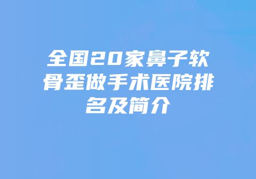 全国20家鼻子软骨歪做手术医院排名及简介
