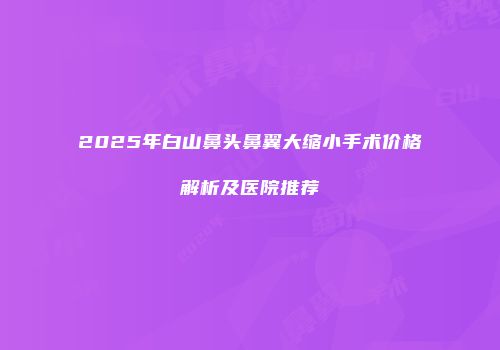 2025年白山鼻头鼻翼大缩小手术价格解析及医院推荐