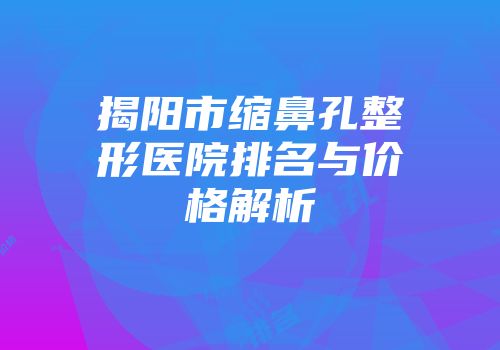 揭阳市缩鼻孔整形医院排名与价格解析