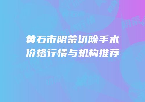 黄石市阴蒂切除手术价格行情与机构推荐