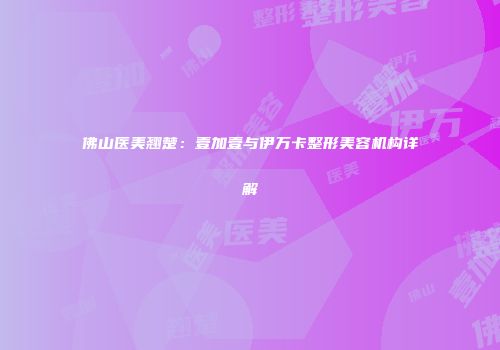 佛山医美翘楚：壹加壹与伊万卡整形美容机构详解