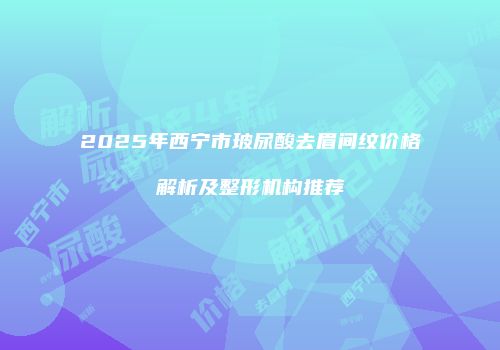 2025年西宁市玻尿酸去眉间纹价格解析及整形机构推荐