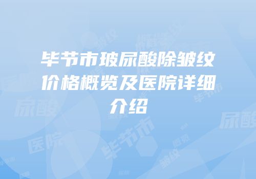毕节市玻尿酸除皱纹价格概览及医院详细介绍