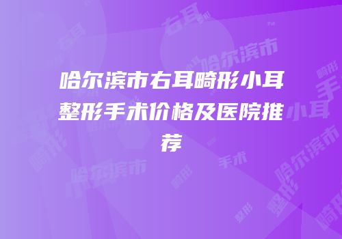 哈尔滨市右耳畸形小耳整形手术价格及医院推荐