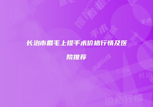 长治市眉毛上提手术价格行情及医院推荐