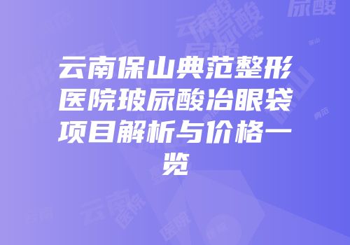 云南保山典范整形医院玻尿酸冶眼袋项目解析与价格一览