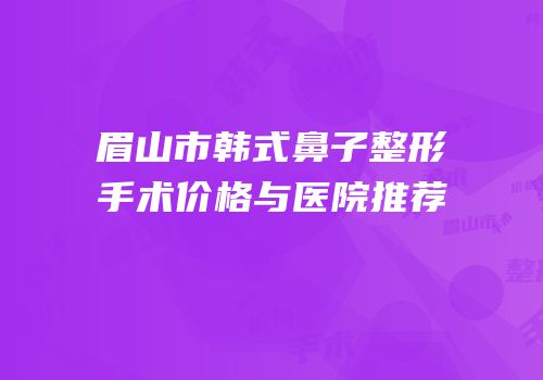眉山市韩式鼻子整形手术价格与医院推荐