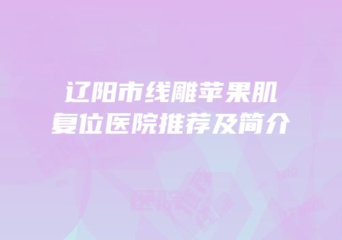 辽阳市线雕苹果肌复位医院推荐及简介