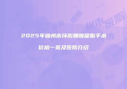 2025年锦州市环形腰腹吸脂手术价格一览及医院介绍