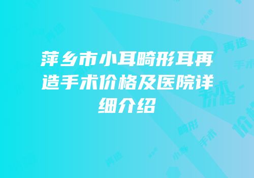 萍乡市小耳畸形耳再造手术价格及医院详细介绍