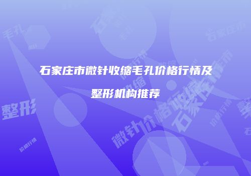 石家庄市微针收缩毛孔价格行情及整形机构推荐