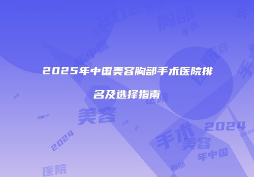 2025年中国美容胸部手术医院排名及选择指南