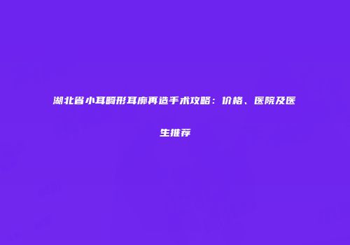 湖北省小耳畸形耳廓再造手术攻略：价格、医院及医生推荐