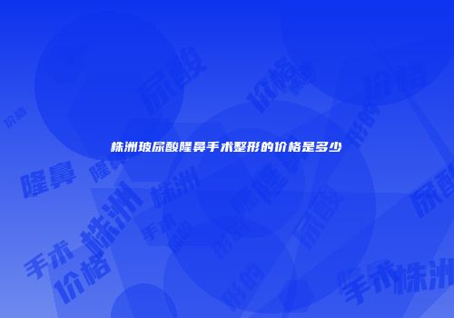 株洲玻尿酸隆鼻手术整形的价格是多少