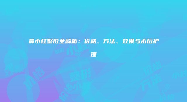 鼻小柱整形全解析：价格、方法、效果与术后护理