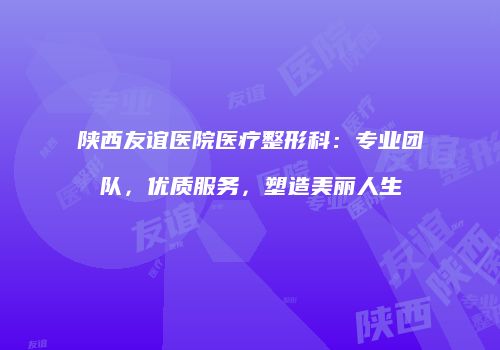 陕西友谊医院医疗整形科：专业团队，优质服务，塑造美丽人生