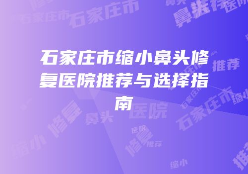 石家庄市缩小鼻头修复医院推荐与选择指南