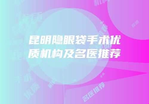 昆明隐眼袋手术优质机构及名医推荐