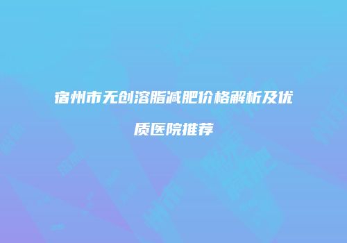 宿州市无创溶脂减肥价格解析及优质医院推荐