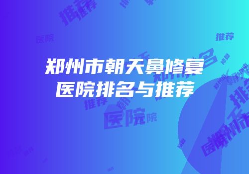 郑州市朝天鼻修复医院排名与推荐