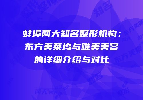 蚌埠两大知名整形机构：东方美莱坞与唯美美容的详细介绍与对比