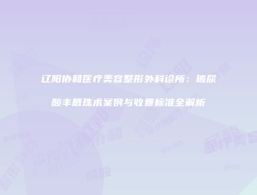 辽阳协和医疗美容整形外科诊所：玻尿酸丰唇珠术案例与收费标准全解析