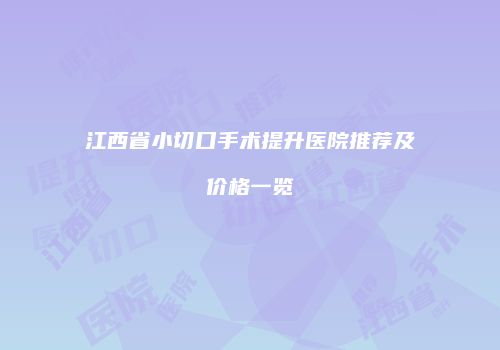 江西省小切口手术提升医院推荐及价格一览