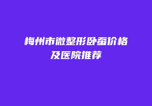 梅州市微整形卧蚕价格及医院推荐