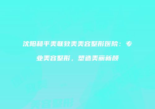 沈阳和平美联致美美容整形医院：专业美容整形，塑造美丽新颜