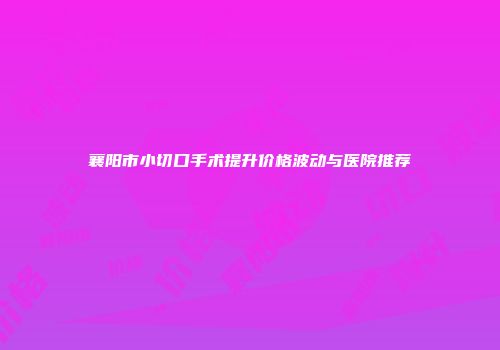 襄阳市小切口手术提升价格波动与医院推荐
