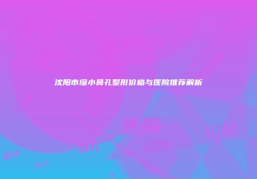 沈阳市缩小鼻孔整形价格与医院推荐解析