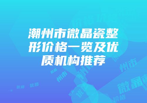 潮州市微晶瓷整形价格一览及优质机构推荐
