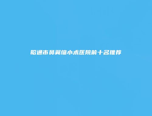 昭通市鼻翼缩小术医院前十名推荐
