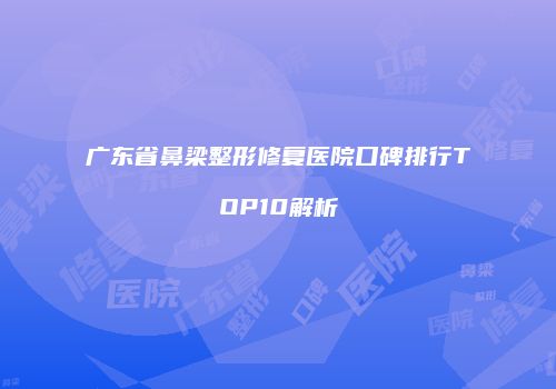 广东省鼻梁整形修复医院口碑排行TOP10解析
